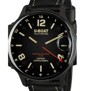 orologio uomo U-Boat 9671 Capsoil Doppiotempo DLC GMT Mens Watch 55mm 10ATM