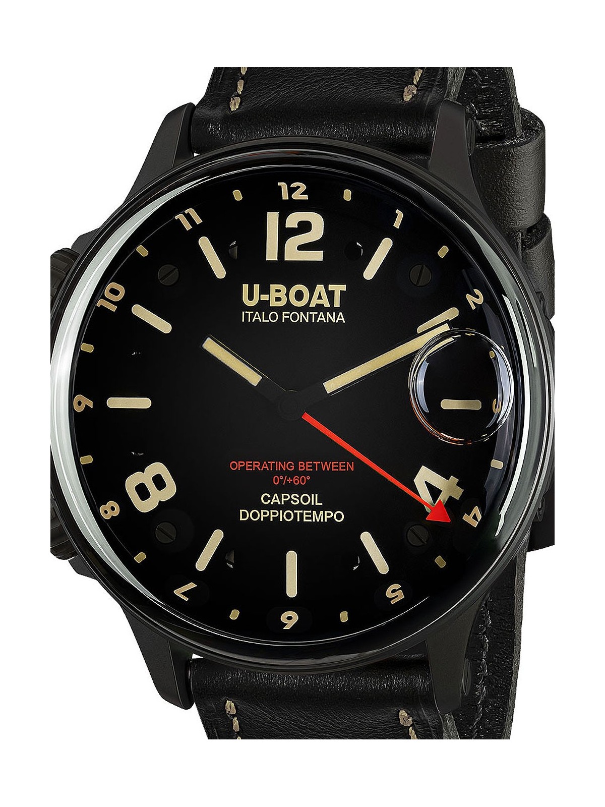 orologio uomo U-Boat 9671 Capsoil Doppiotempo DLC GMT Mens Watch 55mm 10ATM