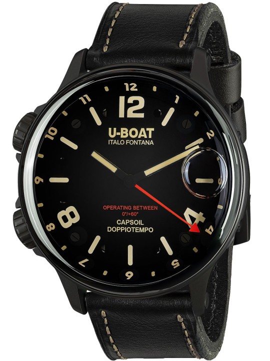 orologio uomo U-Boat 9671 Capsoil Doppiotempo DLC GMT Mens Watch 55mm 10ATM
