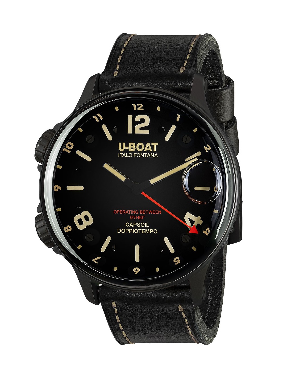 orologio uomo U-Boat 9671 Capsoil Doppiotempo DLC GMT Mens Watch 55mm 10ATM