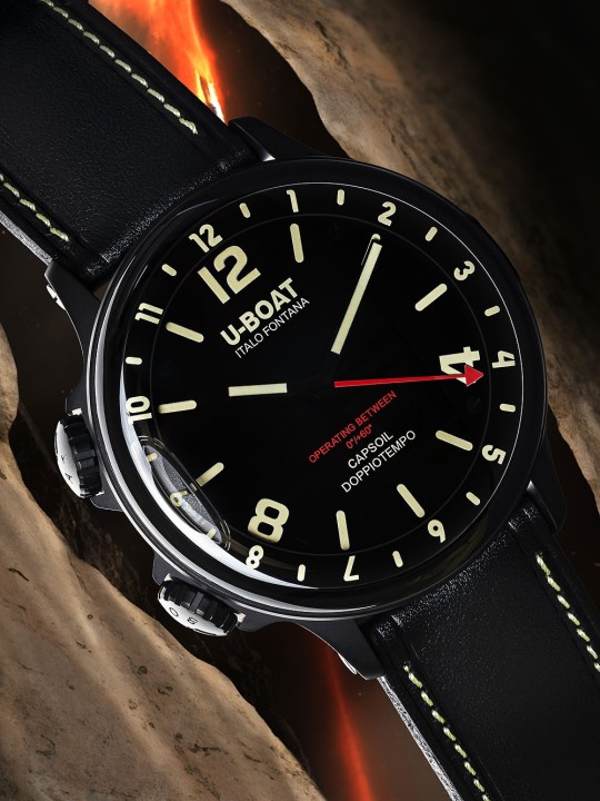 orologio uomo U-Boat 9671 Capsoil Doppiotempo DLC GMT Mens Watch 55mm 10ATM