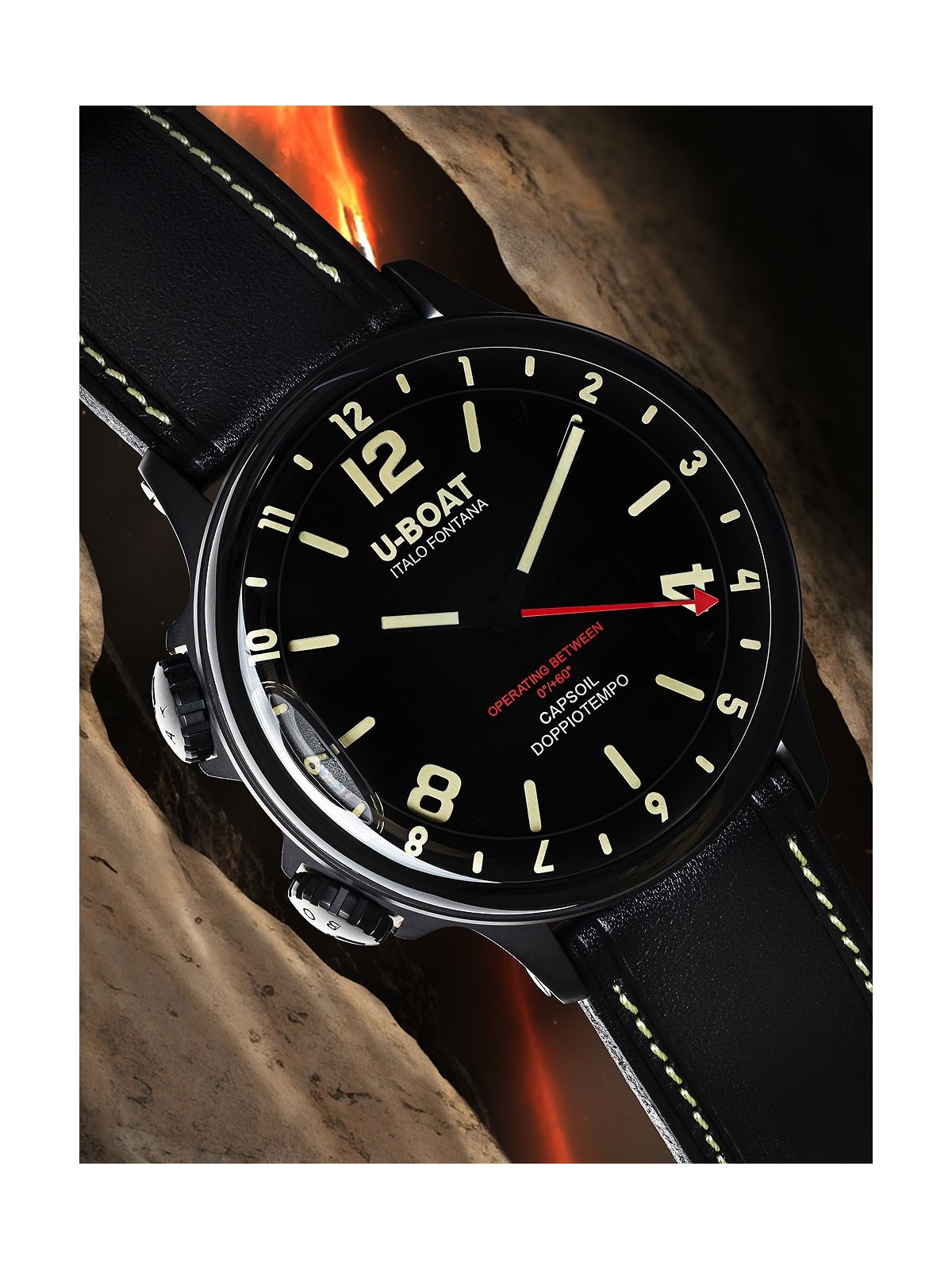 orologio uomo U-Boat 9671 Capsoil Doppiotempo DLC GMT Mens Watch 55mm 10ATM