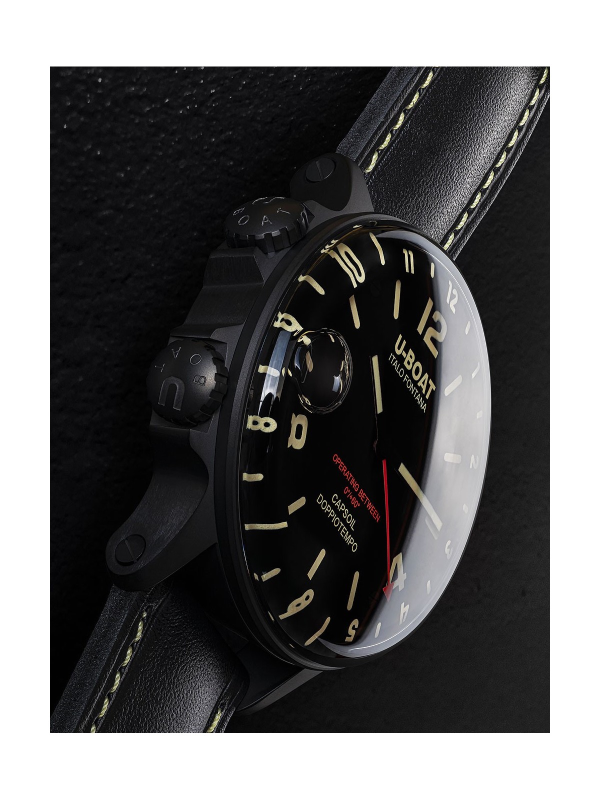 orologio uomo U-Boat 9671 Capsoil Doppiotempo DLC GMT Mens Watch 55mm 10ATM