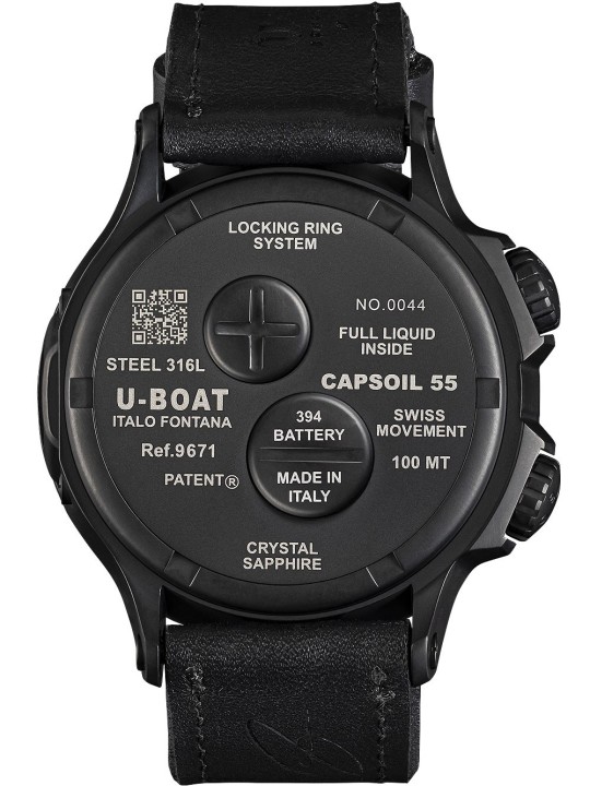 orologio uomo U-Boat 9671 Capsoil Doppiotempo DLC GMT Mens Watch 55mm 10ATM