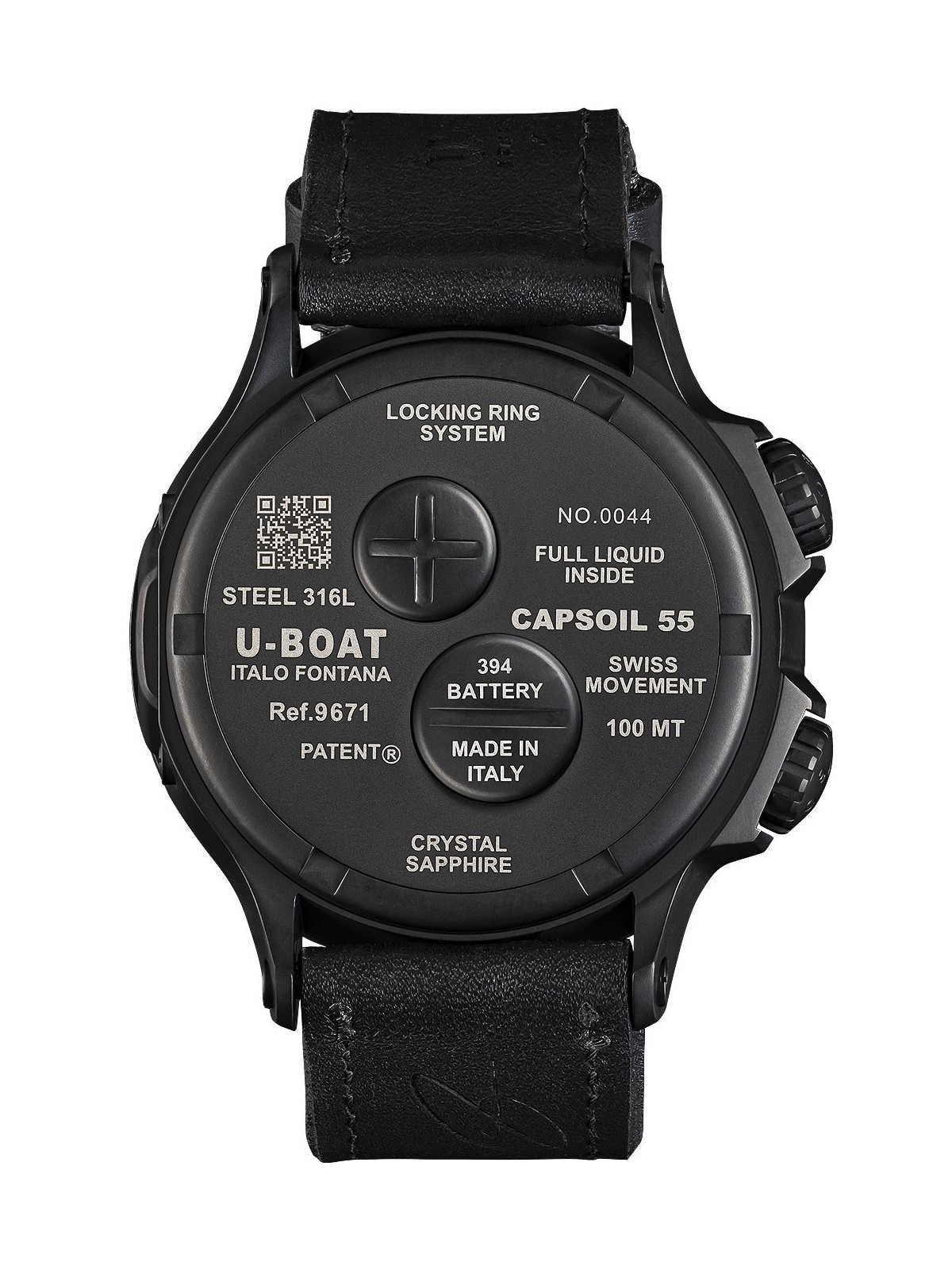 orologio uomo U-Boat 9671 Capsoil Doppiotempo DLC GMT Mens Watch 55mm 10ATM