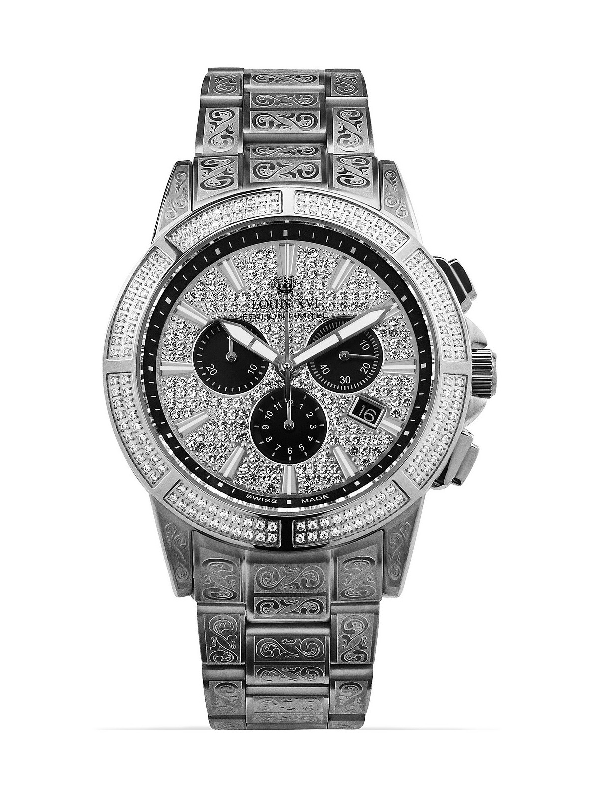 orologio uomo Louis XVI LXVI1127 Majeste Iced Out Chronograph Mens Watch 43mm 5ATM