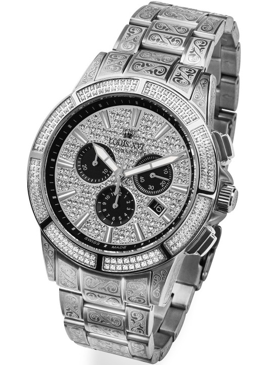 orologio uomo Louis XVI LXVI1127 Majeste Iced Out Chronograph Mens Watch 43mm 5ATM