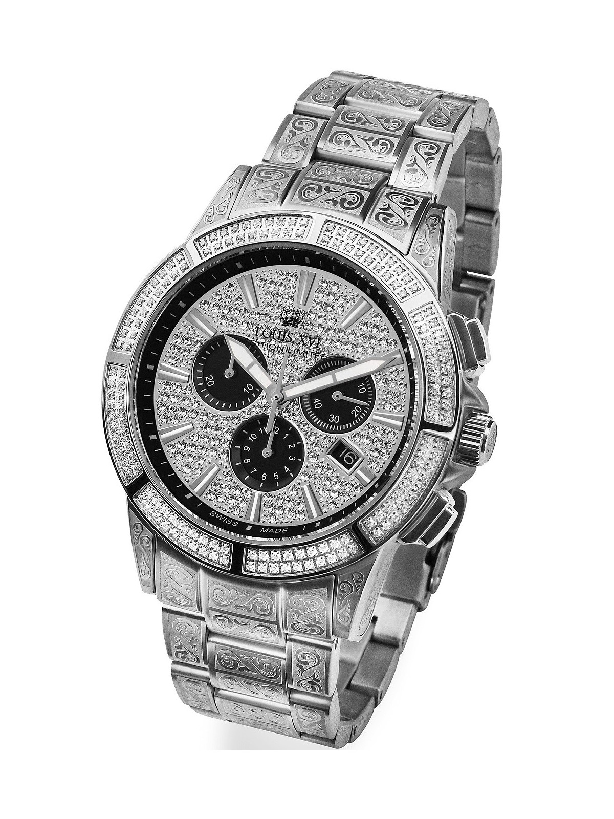 orologio uomo Louis XVI LXVI1127 Majeste Iced Out Chronograph Mens Watch 43mm 5ATM