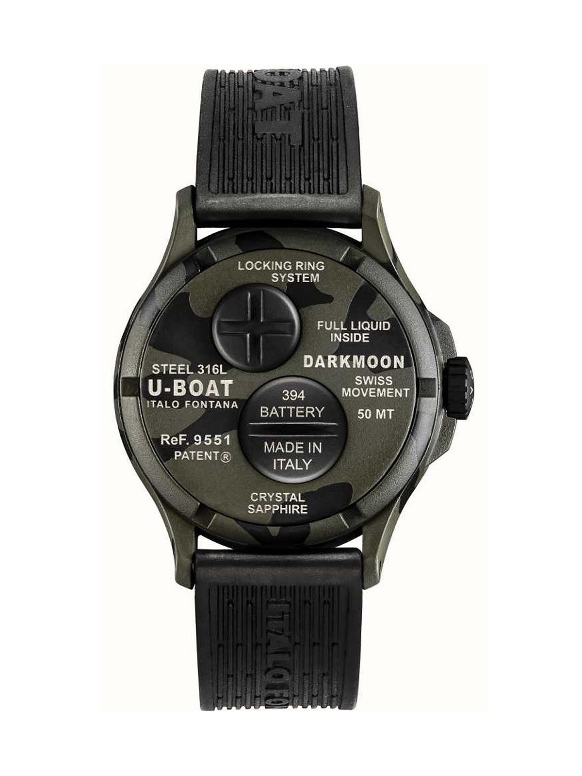 orologio uomo U-Boat 9551 Darkmoon Grey Camouflage Mens Watch 40mm 5ATM