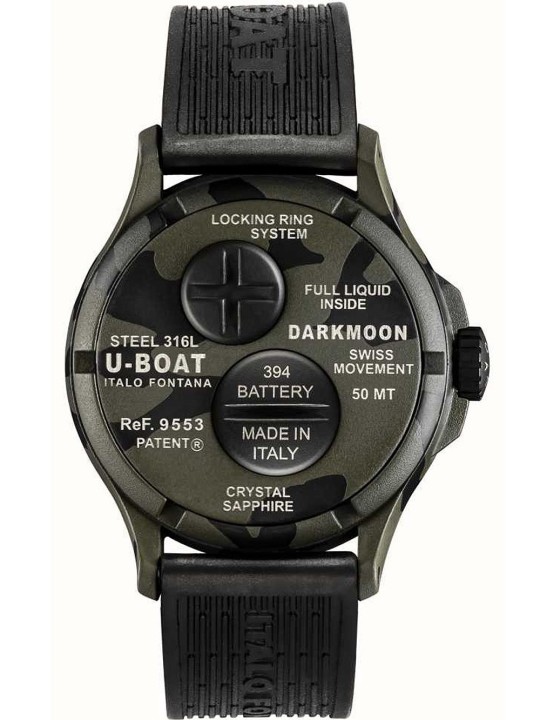 orologio uomo U-Boat 9553 Darkmoon Grey Camouflage Mens Watch 44mm 5ATM