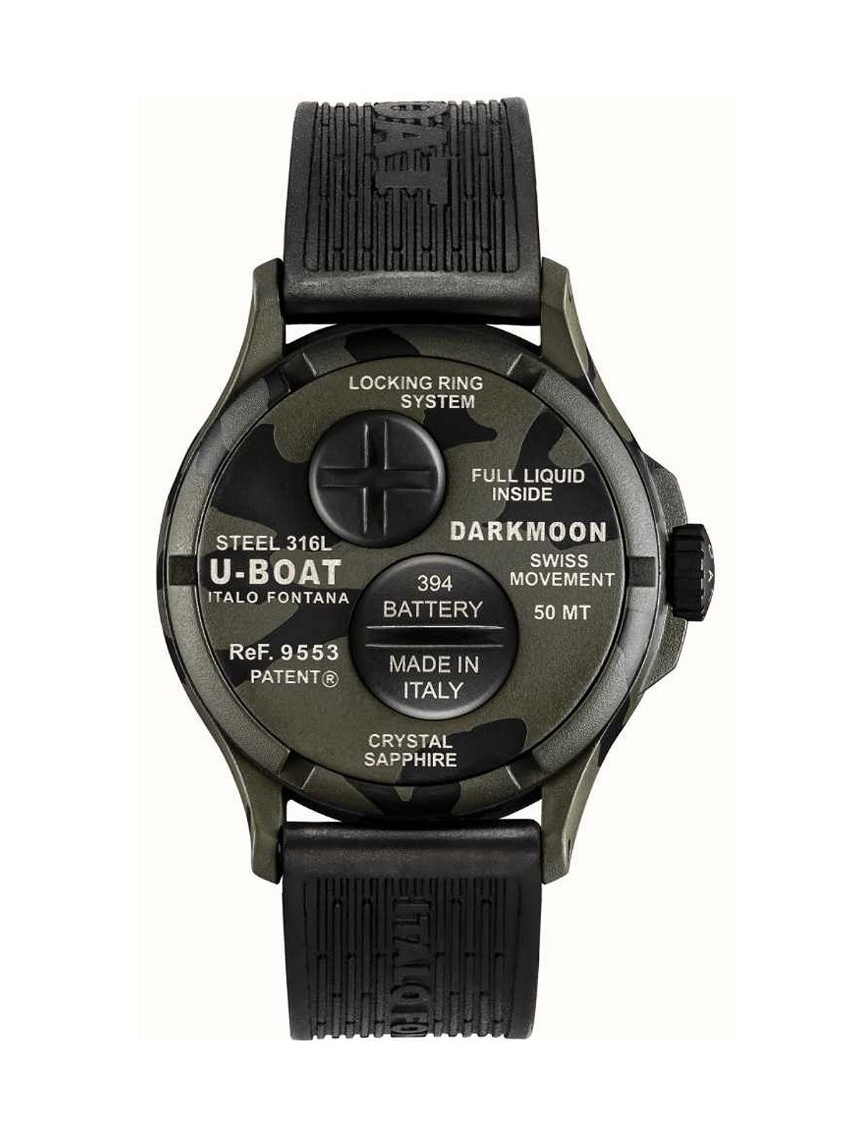orologio uomo U-Boat 9553 Darkmoon Grey Camouflage Mens Watch 44mm 5ATM