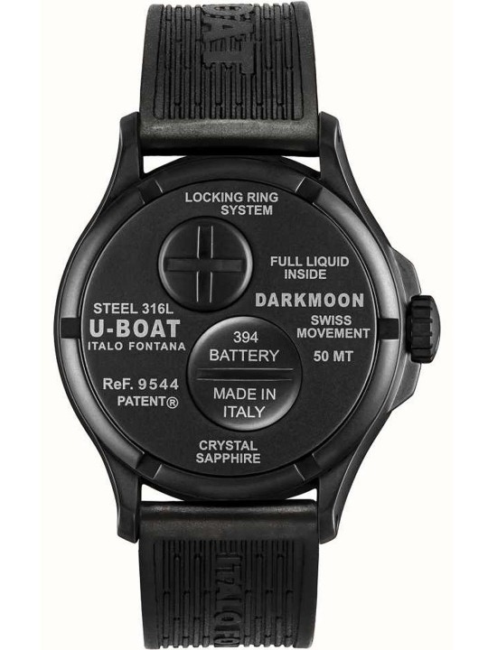 orologio uomo U-Boat 9544 Darkmoon Black PVD Mens Watch 44mm 5ATM