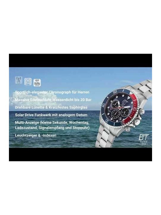 orologio uomo ETT EGS-11605-35M Professional Solar Radio Controlled Mens Watch 44mm 20ATM