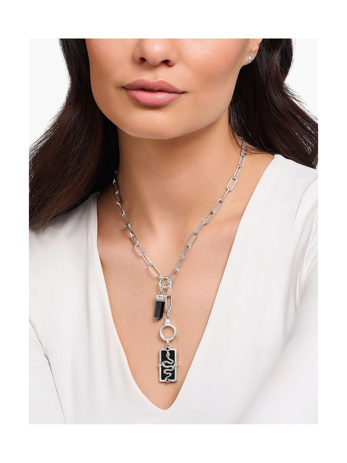 collana donna Thomas Sabo KE2192-051-14 Ladies link necklace with two ring clasps, adjustable