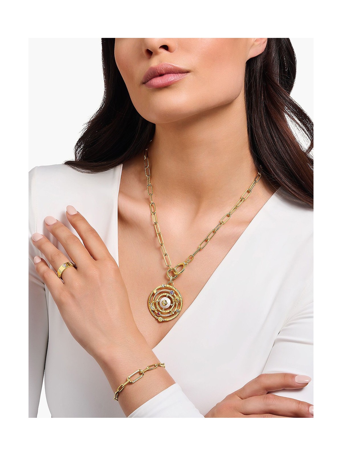 collana donna Thomas Sabo KE2192-414-14 Ladies link necklace with two ring clasps, adjustable