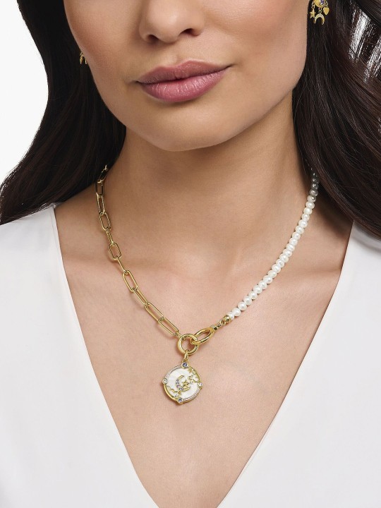 collana donna Thomas Sabo KE2193-445-14 Ladies necklace freshwater pearls & link chain, adjustable