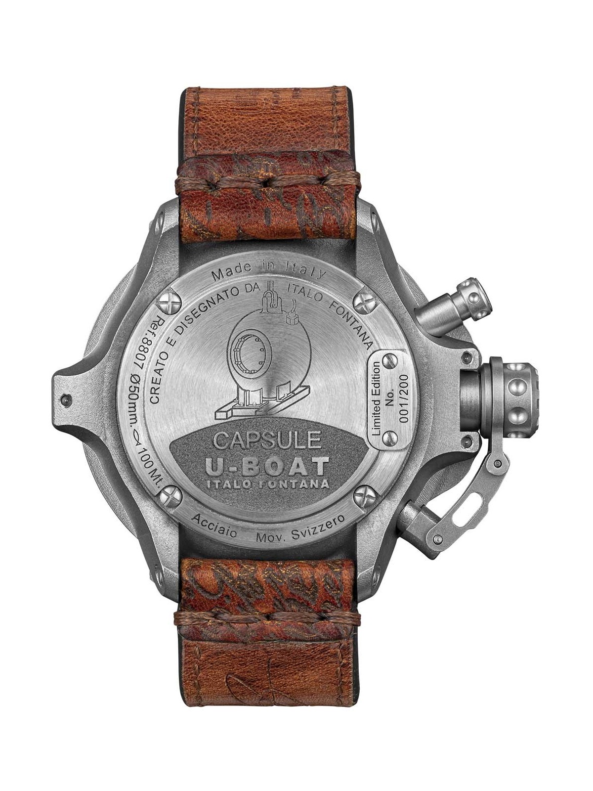 orologio uomo U-Boat 8807 Capsule 50 mm SS BK BE Automatic Mens Watch 10ATM
