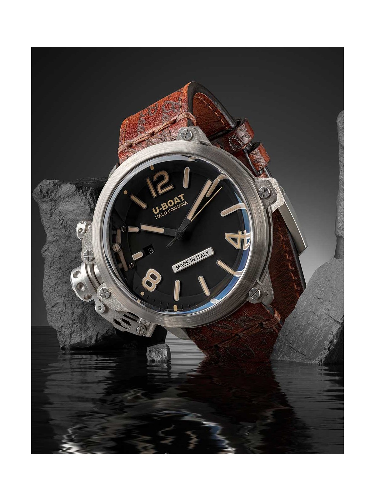 orologio uomo U-Boat 8807 Capsule 50 mm SS BK BE Automatic Mens Watch 10ATM