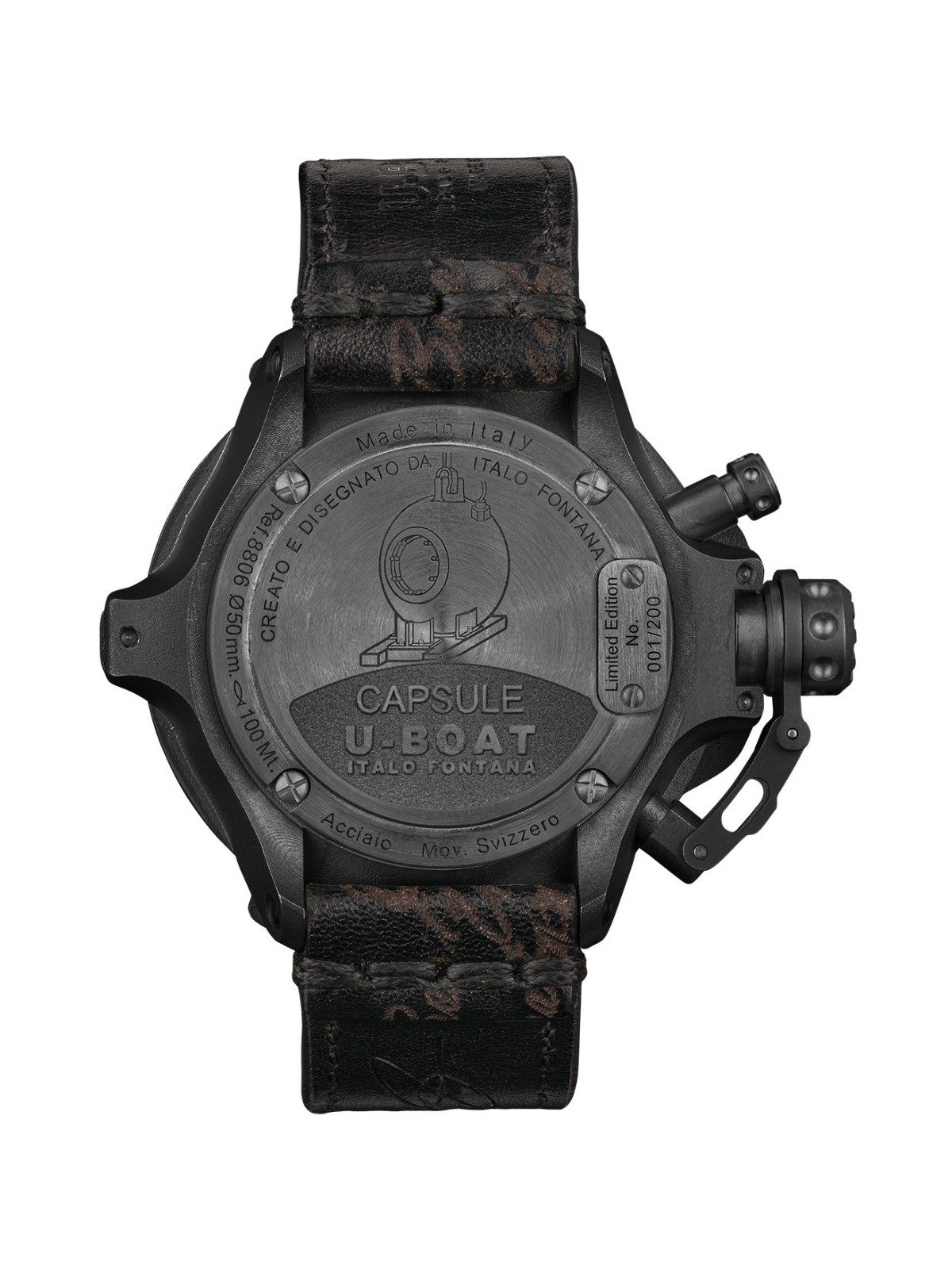 orologio uomo U-Boat 8806 Capsule 50 mm PVD BK BL Automatic Mens Watch 10ATM
