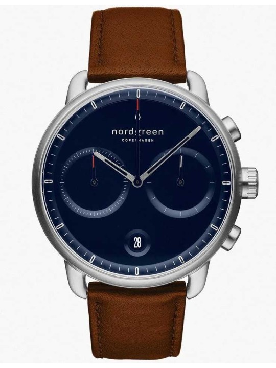 orologio uomo Nordgreen PI42SILEBRNA Mens Watch Pioneer Chronograph 42mm 5ATM