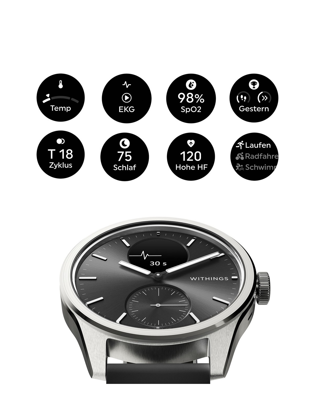 Withings HWA10-model 4-All-Int ScanWatch 2 Black 42 mm 5ATM
