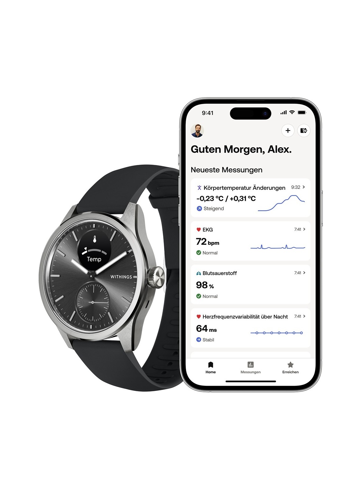 Withings HWA10-model 4-All-Int ScanWatch 2 Black 42 mm 5ATM