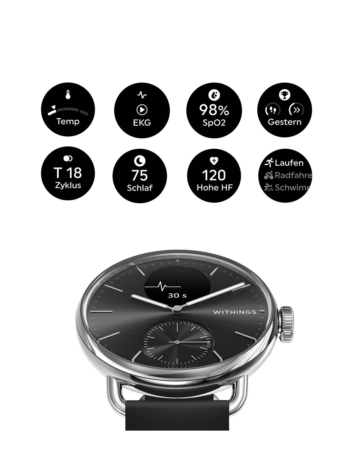 Withings HWA10-model 1-All-Int ScanWatch 2 Black 38 mm 5ATM