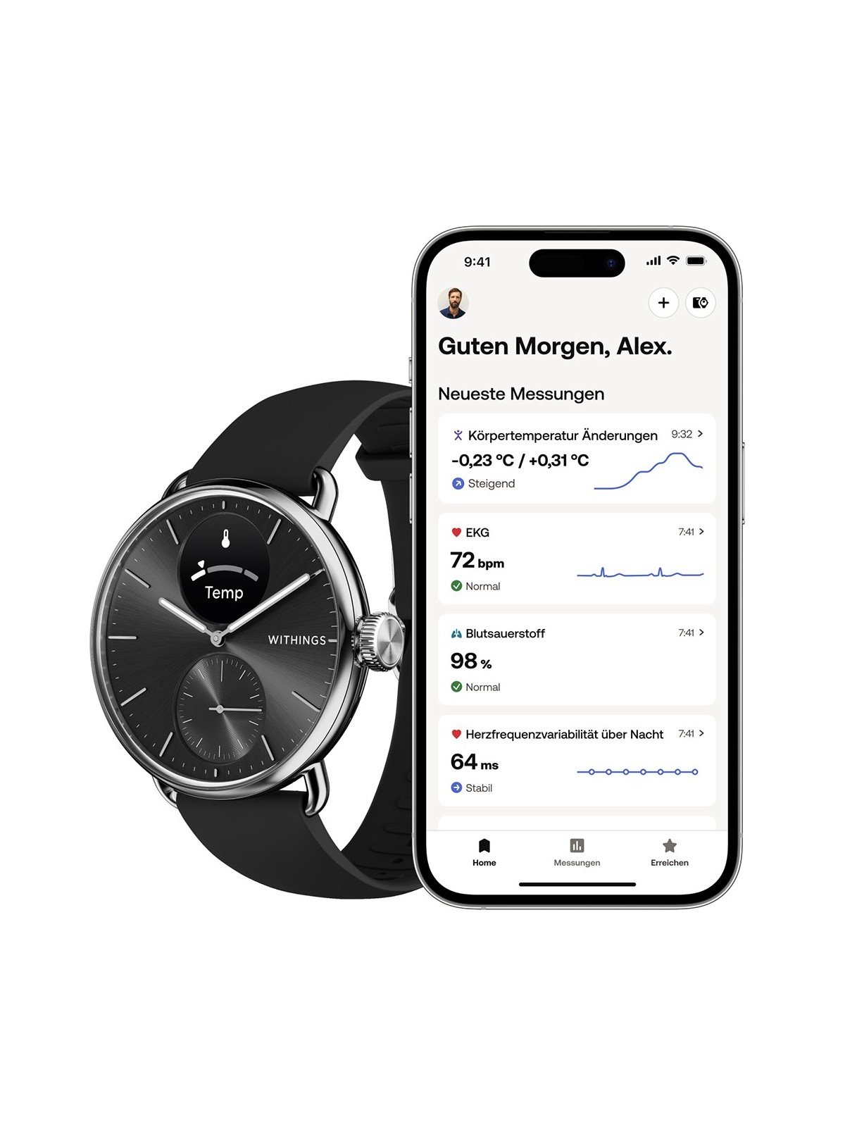 Withings HWA10-model 1-All-Int ScanWatch 2 Black 38 mm 5ATM