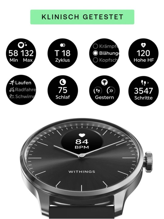Withings HWA11-model 5-All-Int ScanWatch Light Black 37 mm 5ATM