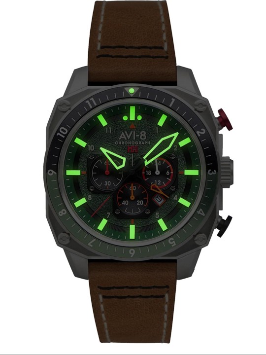 orologio uomo AVI-8 AV-4100-01 Mens Watch Hawker Hunter Dual Time Chronograph 43mm 5ATM