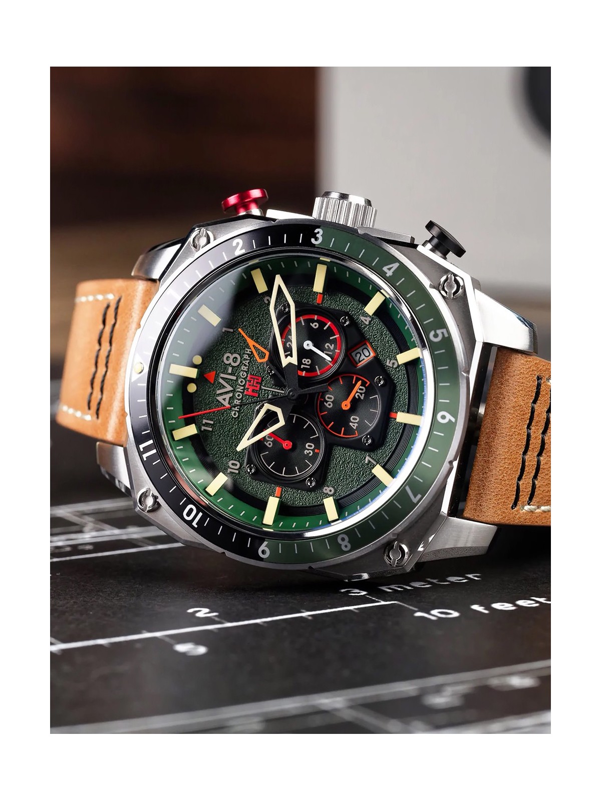 orologio uomo AVI-8 AV-4100-01 Mens Watch Hawker Hunter Dual Time Chronograph 43mm 5ATM