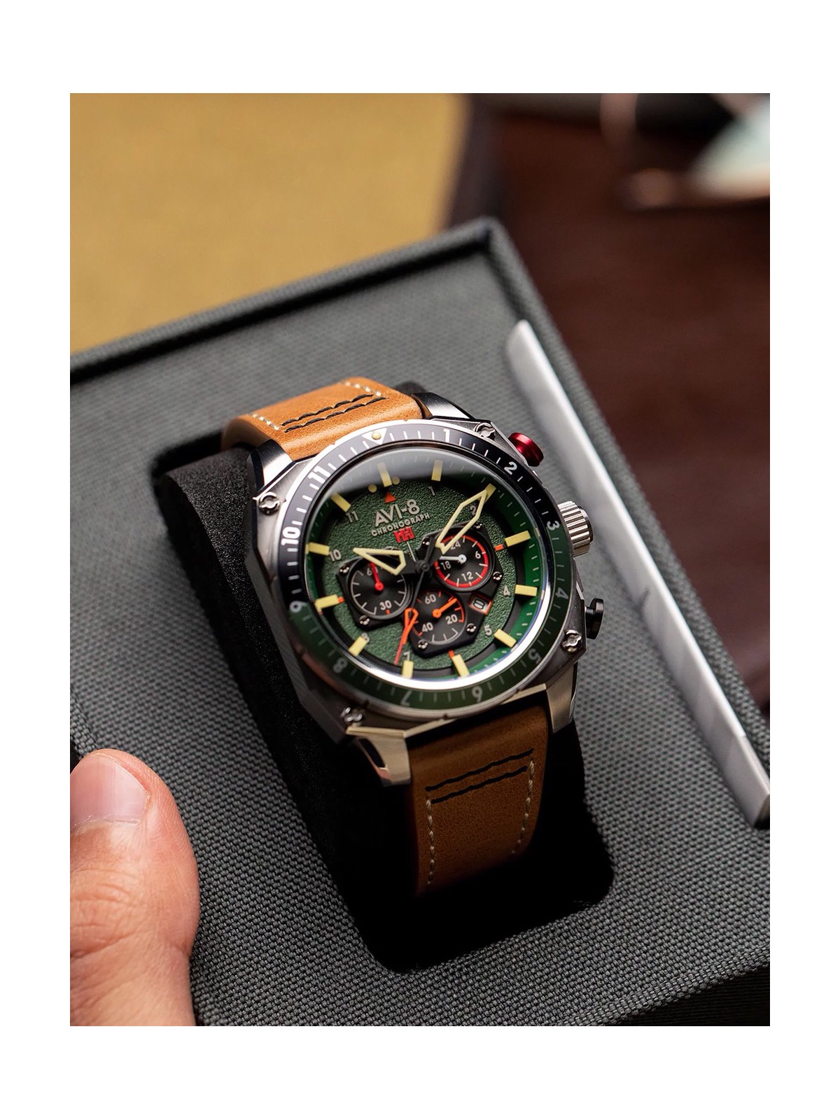 orologio uomo AVI-8 AV-4100-01 Mens Watch Hawker Hunter Dual Time Chronograph 43mm 5ATM