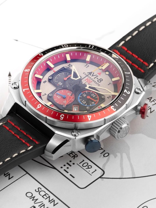 orologio uomo AVI-8 AV-4100-03 Mens Watch Hawker Hunter Dual Time Chronograph 43mm 5ATM