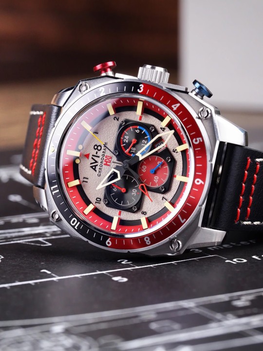 orologio uomo AVI-8 AV-4100-03 Mens Watch Hawker Hunter Dual Time Chronograph 43mm 5ATM