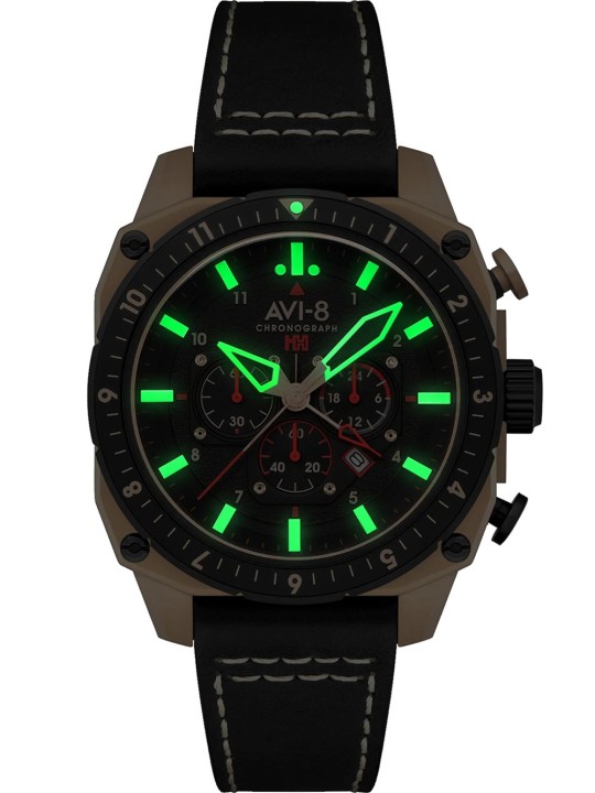 orologio uomo AVI-8 AV-4100-06 Mens Watch Hawker Hunter Dual Time Chronograph 43mm 5ATM