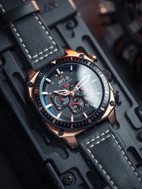 orologio uomo AVI-8 AV-4100-06 Mens Watch Hawker Hunter Dual Time Chronograph 43mm 5ATM