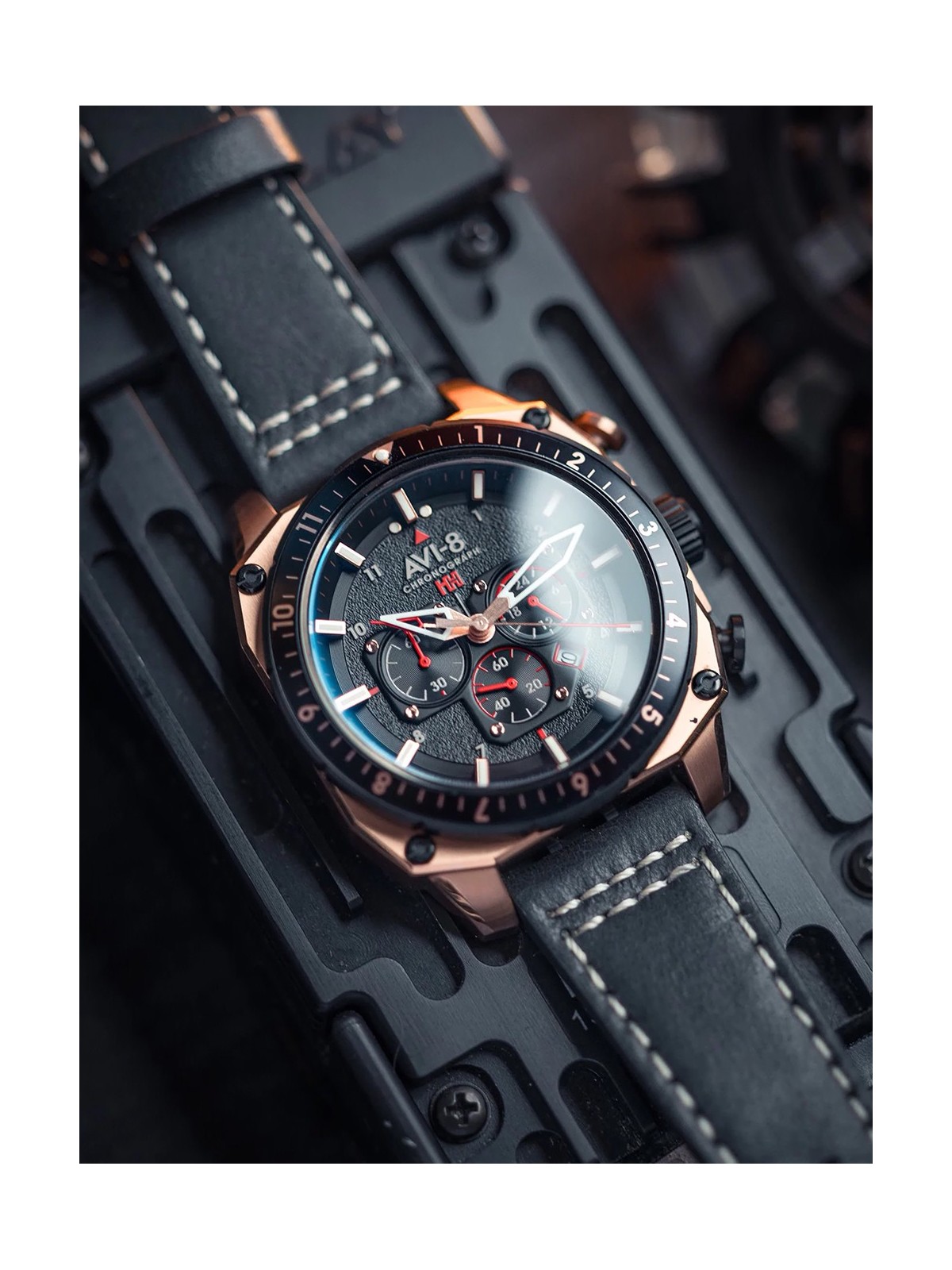 orologio uomo AVI-8 AV-4100-06 Mens Watch Hawker Hunter Dual Time Chronograph 43mm 5ATM
