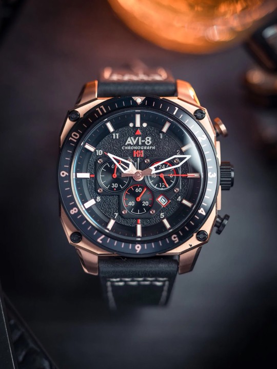 orologio uomo AVI-8 AV-4100-06 Mens Watch Hawker Hunter Dual Time Chronograph 43mm 5ATM
