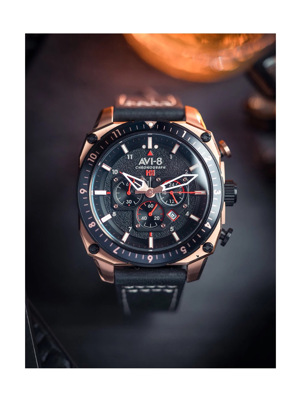 orologio uomo AVI-8 AV-4100-06 Mens Watch Hawker Hunter Dual Time Chronograph 43mm 5ATM