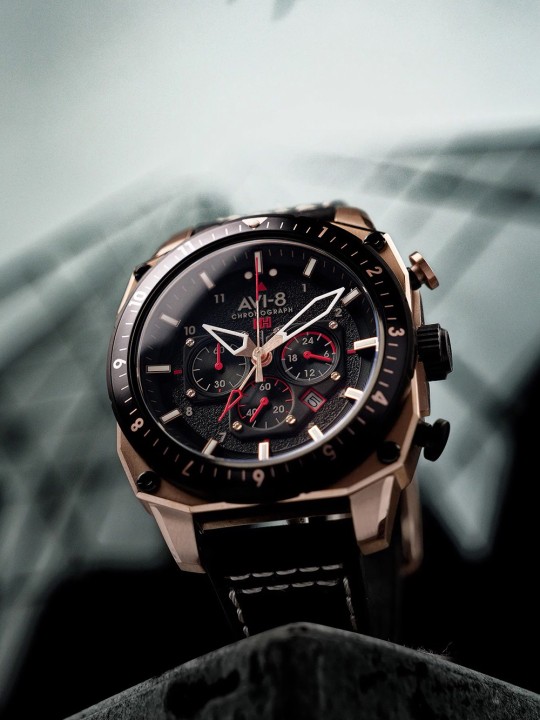 orologio uomo AVI-8 AV-4100-06 Mens Watch Hawker Hunter Dual Time Chronograph 43mm 5ATM
