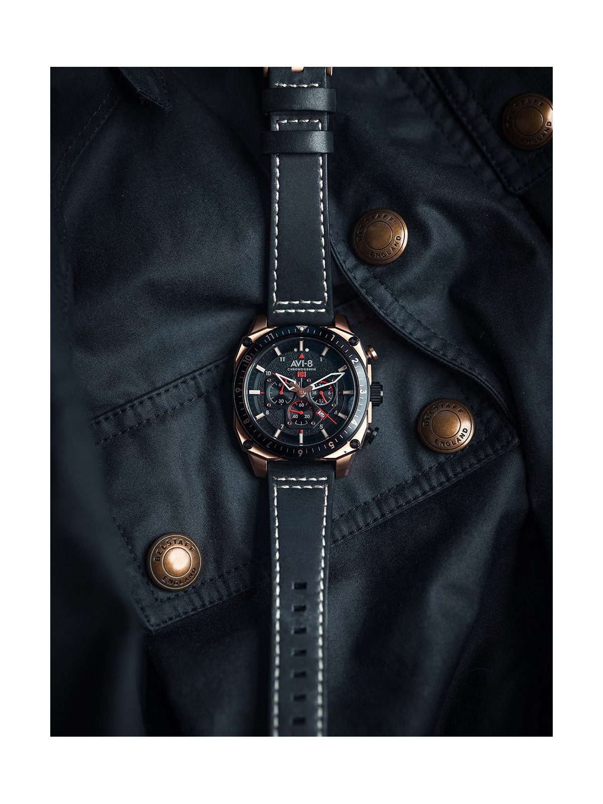 orologio uomo AVI-8 AV-4100-06 Mens Watch Hawker Hunter Dual Time Chronograph 43mm 5ATM