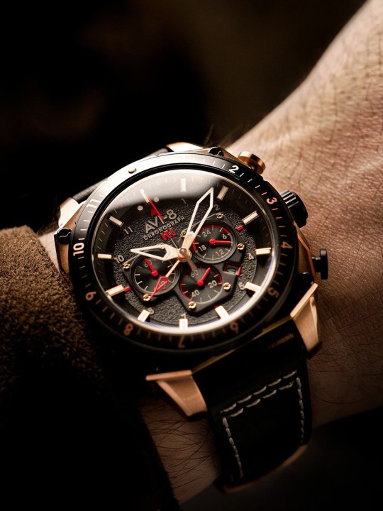 orologio uomo AVI-8 AV-4100-06 Mens Watch Hawker Hunter Dual Time Chronograph 43mm 5ATM