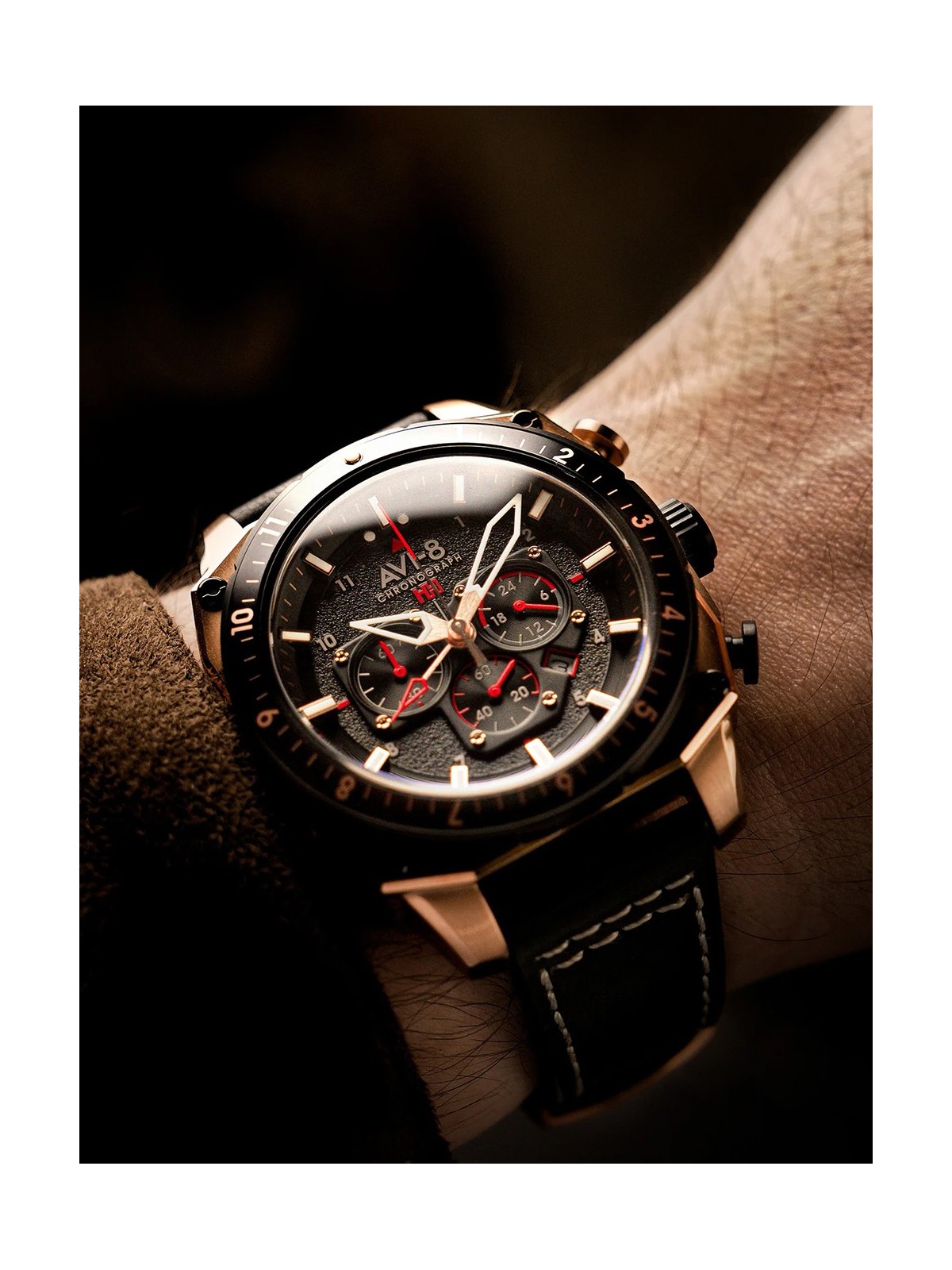 orologio uomo AVI-8 AV-4100-06 Mens Watch Hawker Hunter Dual Time Chronograph 43mm 5ATM