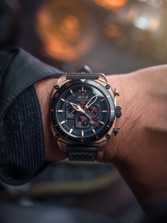orologio uomo AVI-8 AV-4100-06 Mens Watch Hawker Hunter Dual Time Chronograph 43mm 5ATM