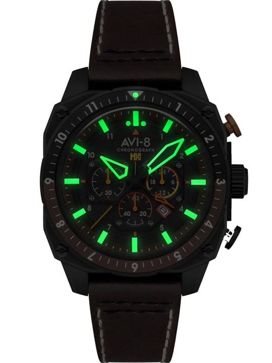 orologio uomo AVI-8 AV-4100-08 Mens Watch Hawker Hunter Dual Time Chronograph 43mm 5ATM