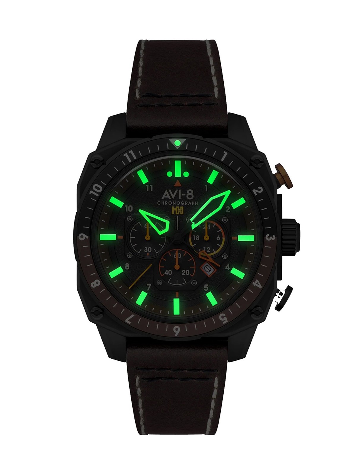 orologio uomo AVI-8 AV-4100-08 Mens Watch Hawker Hunter Dual Time Chronograph 43mm 5ATM