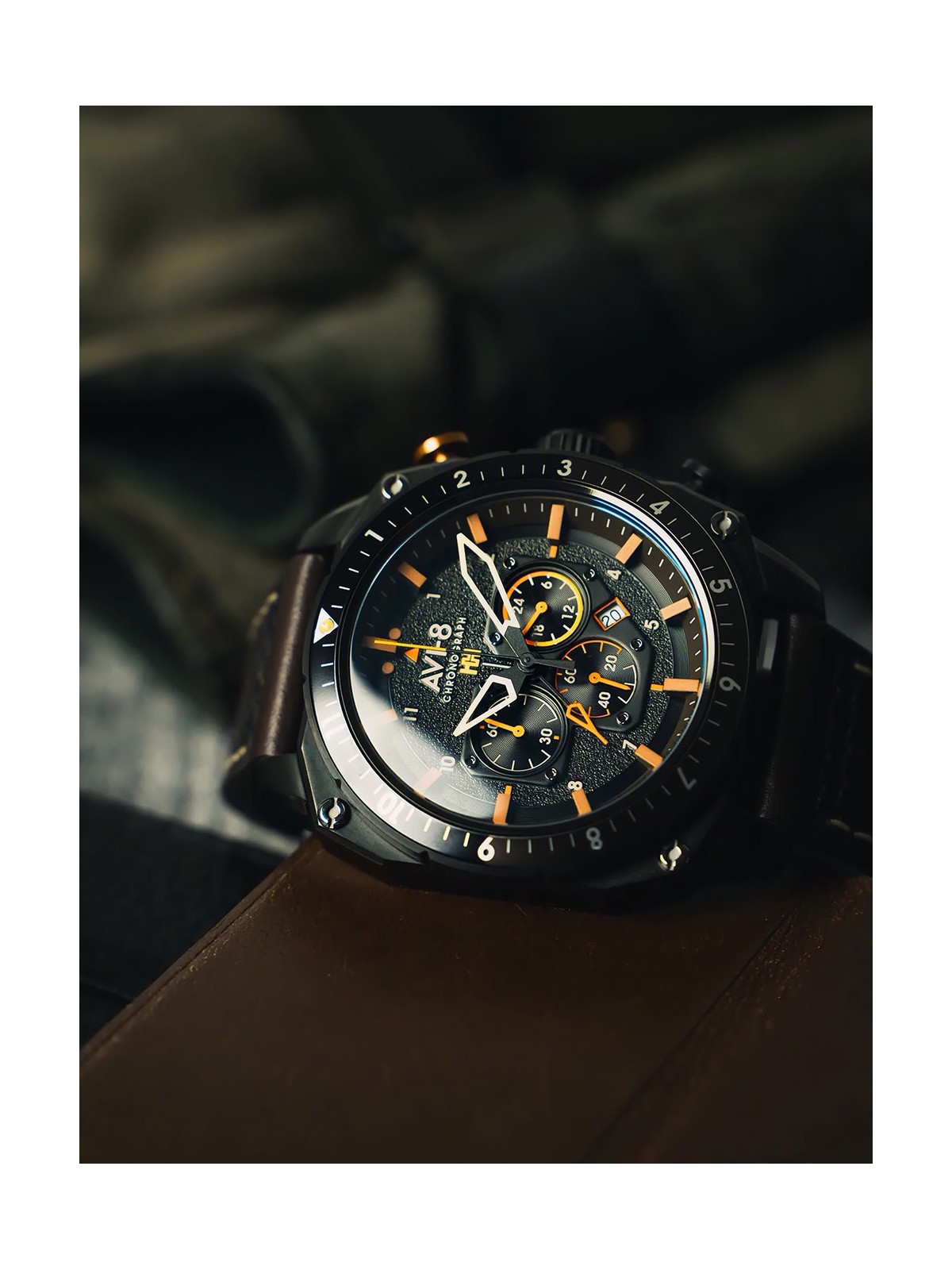 orologio uomo AVI-8 AV-4100-08 Mens Watch Hawker Hunter Dual Time Chronograph 43mm 5ATM