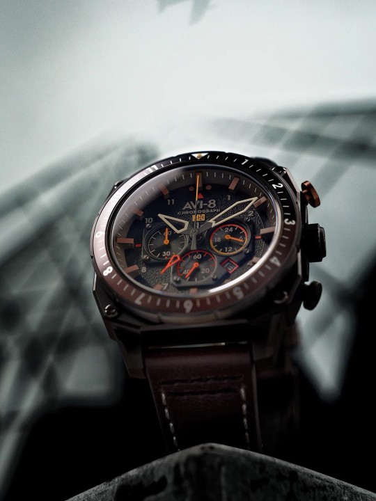 orologio uomo AVI-8 AV-4100-08 Mens Watch Hawker Hunter Dual Time Chronograph 43mm 5ATM