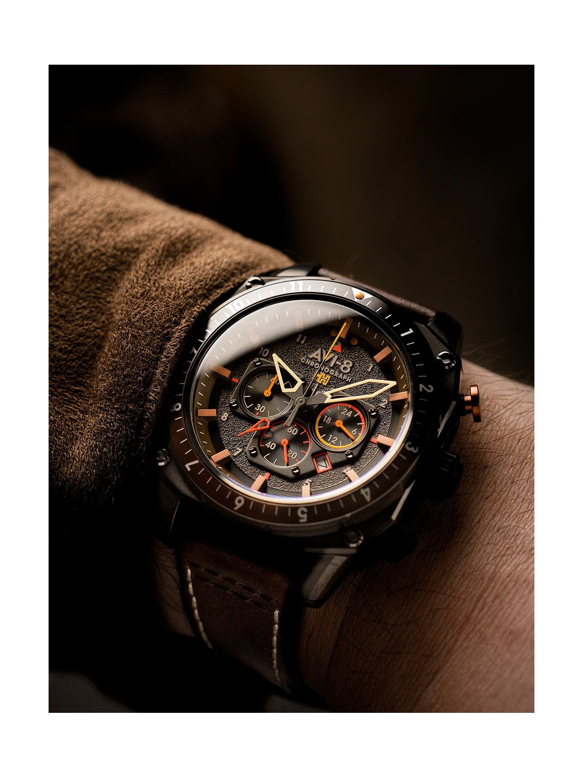 orologio uomo AVI-8 AV-4100-08 Mens Watch Hawker Hunter Dual Time Chronograph 43mm 5ATM