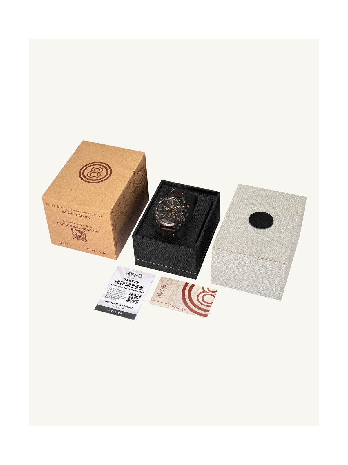orologio uomo AVI-8 AV-4100-08 Mens Watch Hawker Hunter Dual Time Chronograph 43mm 5ATM